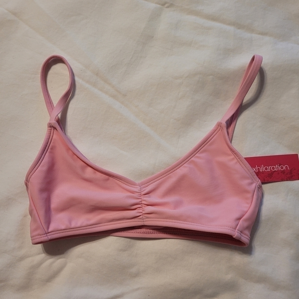 JUNIORS' Cinch-Front Bralette Bikini Top - Xhilaration Pink XS